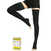 beister 20-30 mmHg Thigh High Compression Stockings (1 Pair) - Open Toe Medical Grade with Silicone Band for Women \u0026 Men, Firm Graduated Support for Varicose Veins, Edema \u0026 Travel